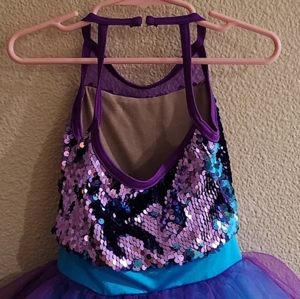 Weissman Girls Ballet Dance Dress Costume Sequin Leotard‎ Tutu Purple & Blue